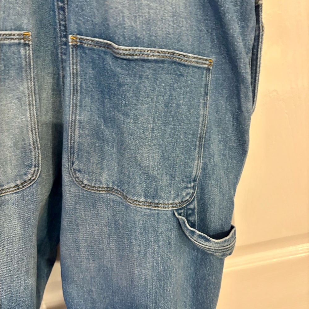 Frame Le Garçon Crop Boyfriend Distressed Denim Overalls - Picture 5 of 9
